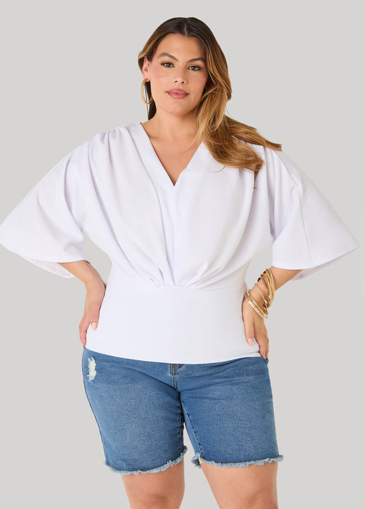 V Neck Stretch Crepe Top