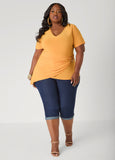 Gathered Embellished V Neck Top