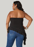 Asymmetric Ruffle Tube Top