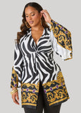 Zebra Print Front Split Tunic
