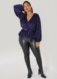 Burnout Velvet Faux Wrap Top