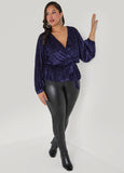Burnout Velvet Faux Wrap Top
