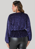 Burnout Velvet Faux Wrap Top