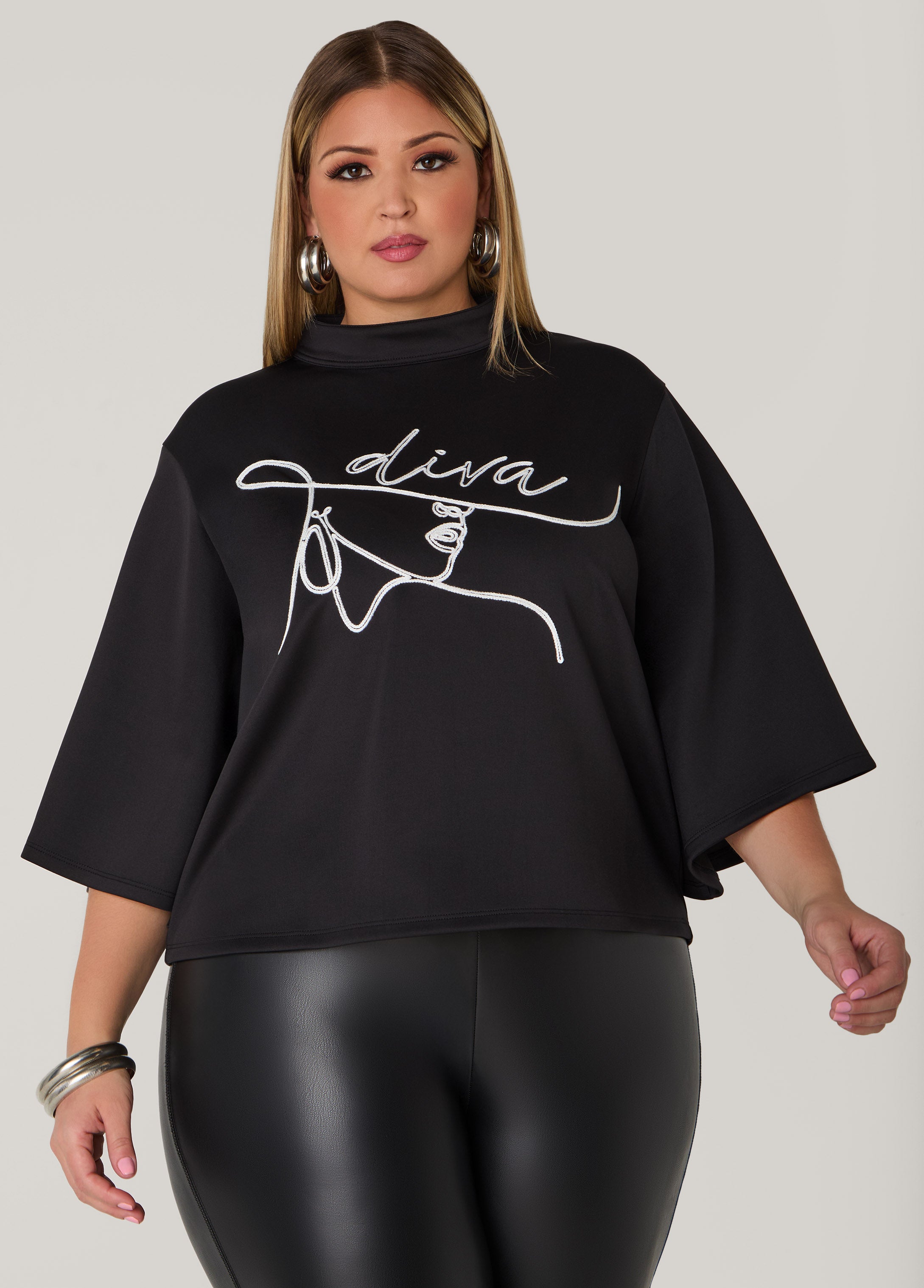Plus Size Diva Drama Sleeved Top