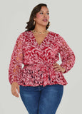 Plus Size Paisley Faux Wrap Top