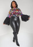 Graffiti Print Tiered Tulle Top