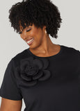 Mesh Paneled Rosette Tee
