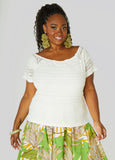 Plus Size Ruffle Trimmed Lace Top