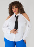Cold Shoulder Tie Shirt