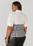 Paneled Houndstooth Top