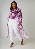 Open Front Abstract Duster