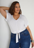 Tie Front Stretch Knit Top