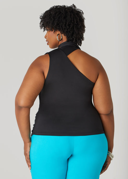 One Shoulder Scarf Neck Top