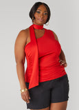 Plus Size One Shoulder Scarf Neck Top