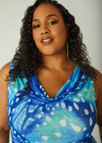 Cowl Neck Abstract Mesh Top
