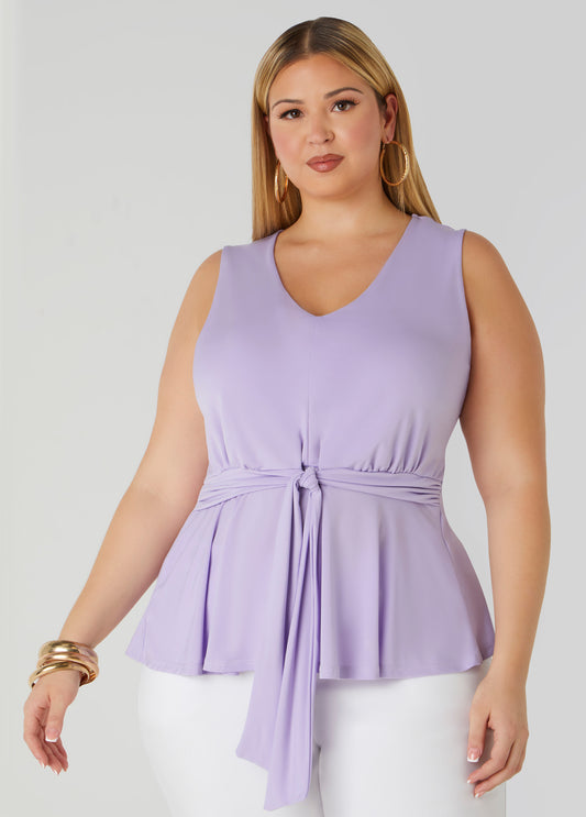 Tie Front Peplum Top