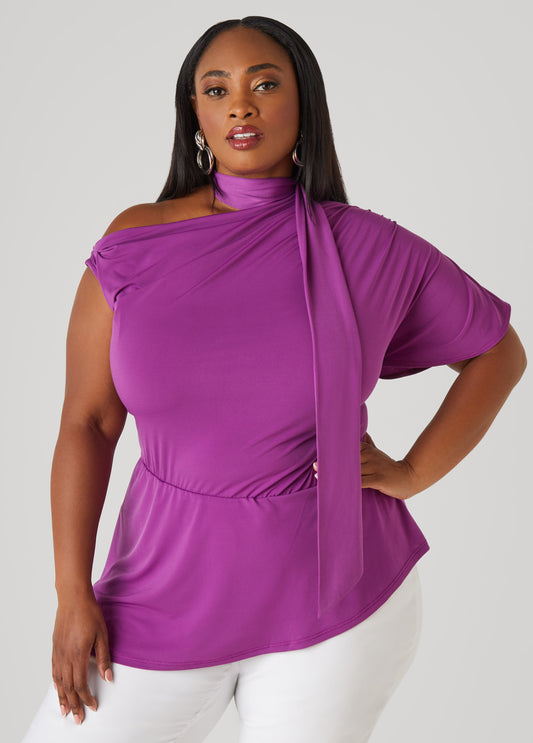 Tie Neck Peplum Top