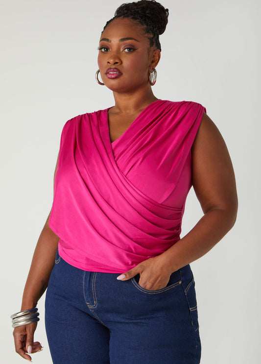 Plus Size Layered Faux Wrap Top