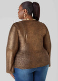 Metallic Pebbled Faux Wrap Top