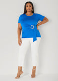 Faux Pearl Brooch Gathered Top