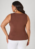 V Neck Stretch Crepe Peplum Top
