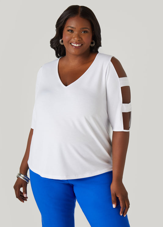 Cutout Sleeve Jersey Top