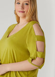 Cutout Sleeve Jersey Top