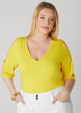 Cutout Sleeve Jersey Top