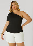 Plus Size Textured One Shoulder Top
