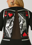 Mesh Paneled Queen Of Hearts Tee