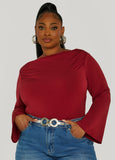Plus Size Gathered Boat Neck Top