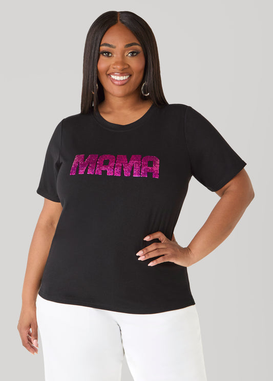 Mama Sequined Tee