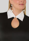 Cutout Poplin Paneled Top