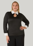 Cutout Poplin Paneled Top