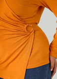 Ring Embellished Faux Wrap Top