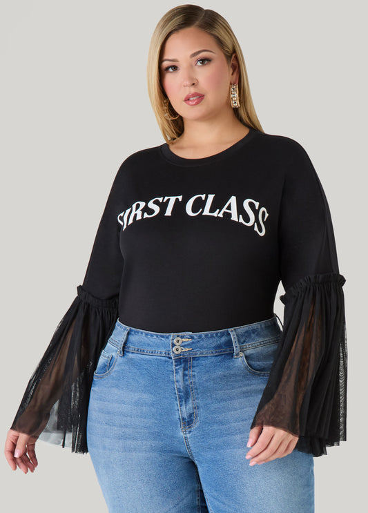 Plus Size First Class Paneled Graphic Tee