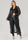 Satin Trimmed Lace Duster
