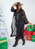 Plus Size Satin Trimmed Lace Duster