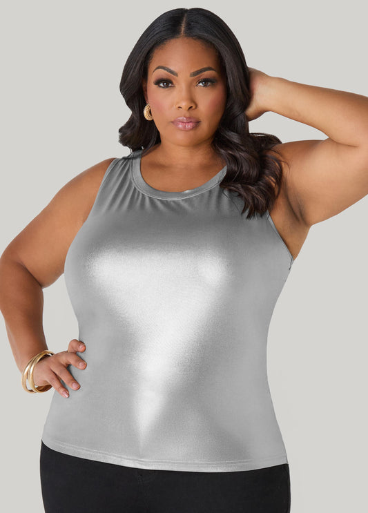 Plus Size Metallic Basic Cami