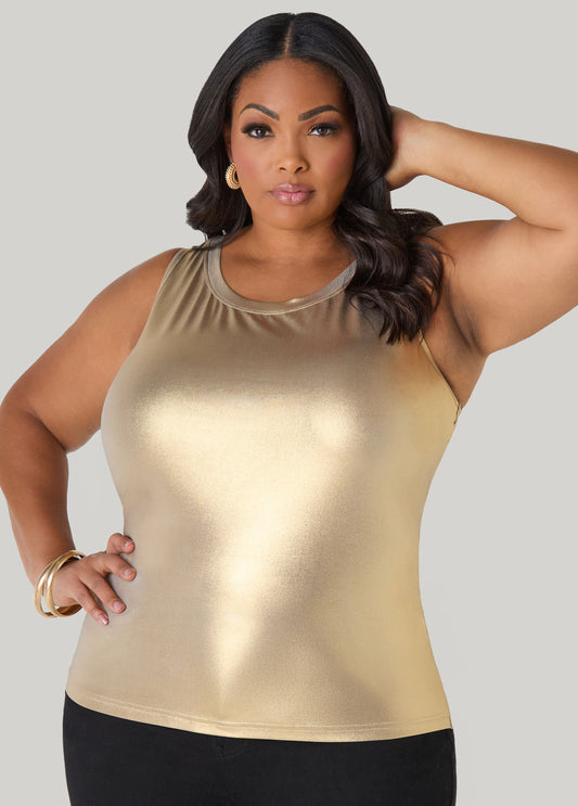 Plus Size Basic Metallic Cami