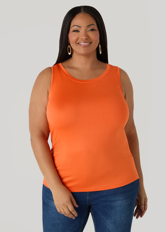 Plus Size Chic Sleeveless Plus Size Slinky Knit Cami Tank Top