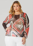 Plus Size Status Print Mesh Tee