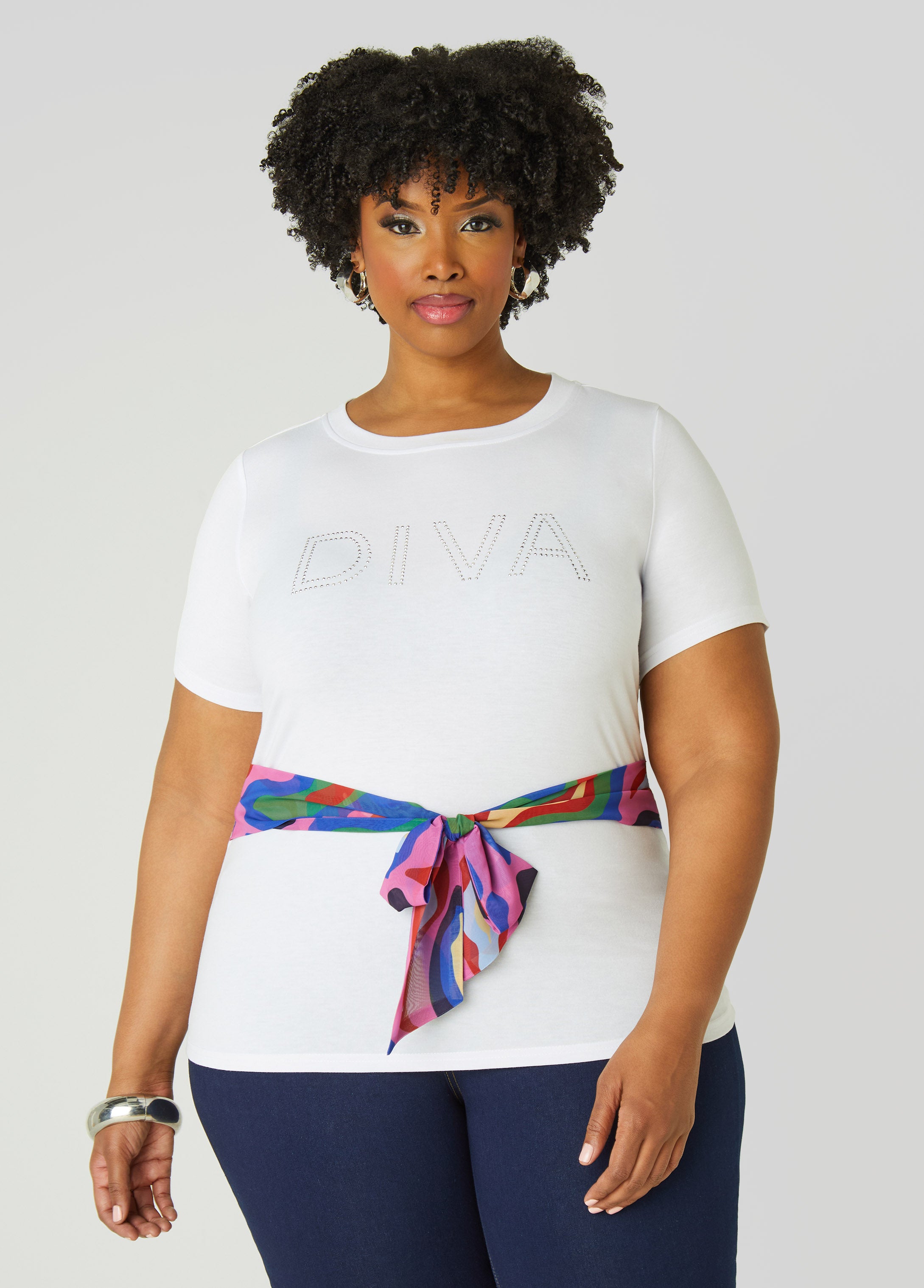 Plus Size Belted Diva Jersey Tee