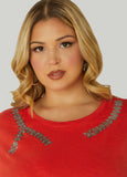 Sequin Leaf Applique Tee