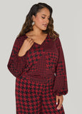 Houndstooth V Neck Top