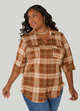 Button Front Plaid Shirt