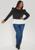 Pleated Paneled Puff Sleeved Top