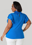 Eyelet Paneled Stretch Knit Top