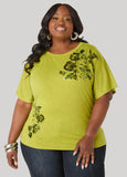 Sequined Floral Jersey Tee