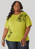 Sequined Floral Jersey Tee